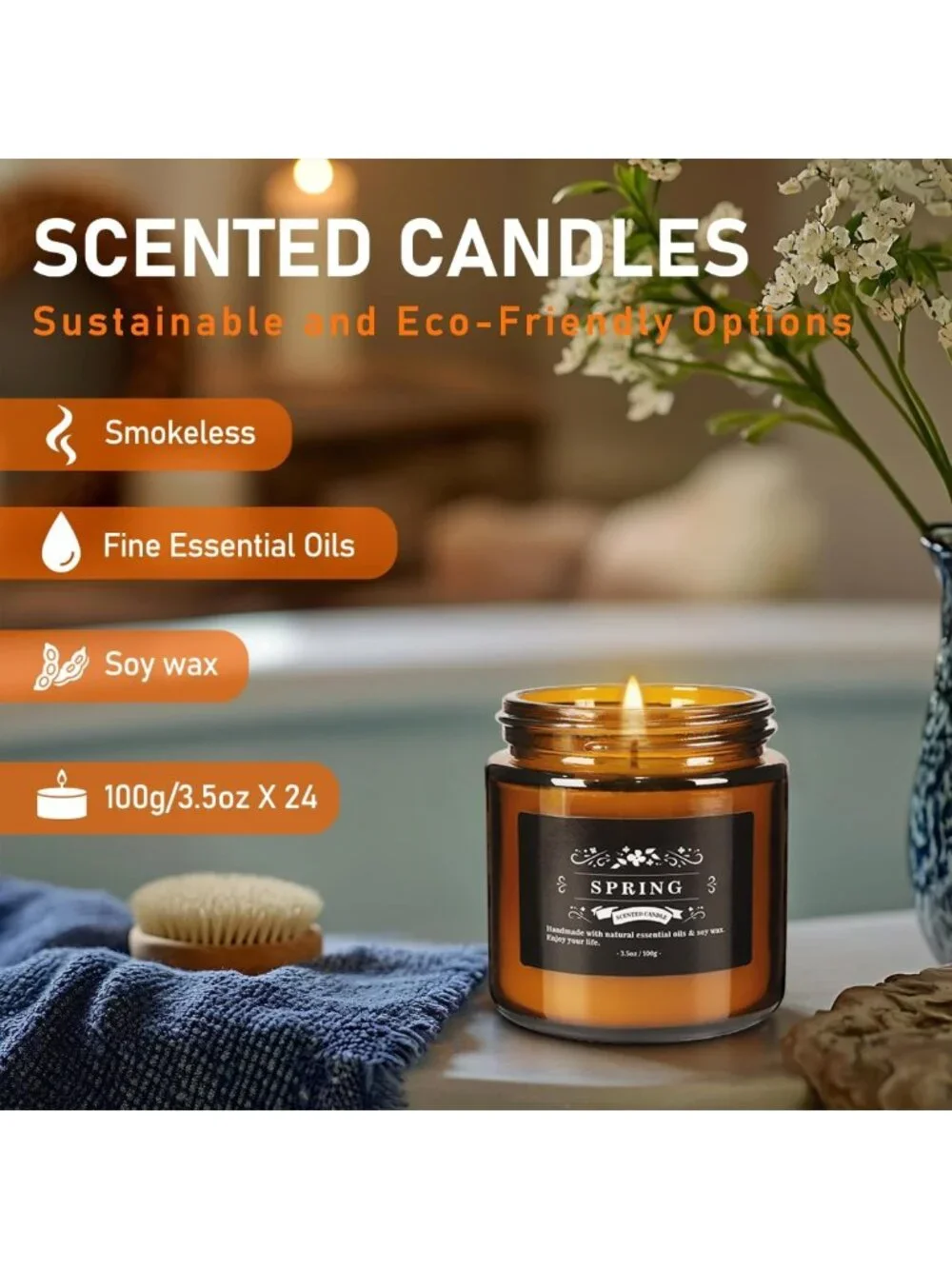 24 Pack Soy Wax Scented Candles - Aromatherapy, Essential Oil, Relaxation Gifts